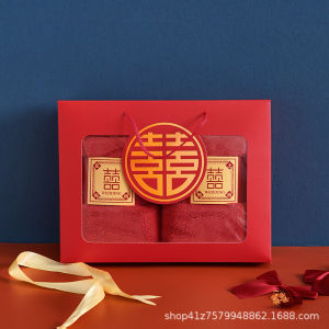 MONLEYTA | Wedding Towels Pure Cotton Non-Shedding Red Bear Gift Box Couple Wedding Souvenir Bridal Registry Monleyta Brand H0618153222