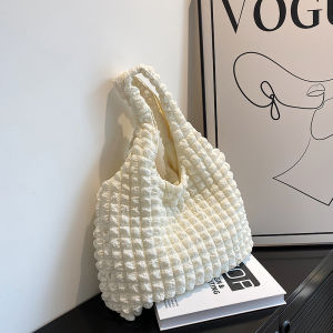 Cloud Shape Floral Puff Single Shoulder Canvas Bag Womens Stylish Handbag Summer New Simple Design Handbag Female Purse