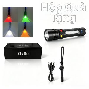 Đèn Pin Có Thể Phóng To Nhiều Màu Siêu Sáng 990000000LM Đèn Pin Có Thể Sạc Lại USB Tầm Xa 6000M Để Cắm Trại Khẩn Cấp Bóng Đèn LED Chống Nước