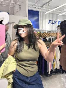 พลัสไซส์ ถัก เสื้อกล้าม ผู้หญิง ฤดูร้อน สลิมฟิต ใส่สบาย ยืดได้ ชุดทํางาน I-type ความยาวสั้นเสื้อเชิ้ตชั้นฐานสีบริสุทธิ์