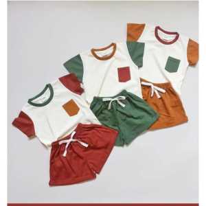 POCKET TEE SET ANAK / SETELAN ANAK KANTONG POLOS USIA 1-5 TAHUN