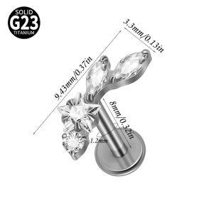1-2PCS Titanium Ear Cartilage Piercings Star Flower Marquise CZ Stud Earring Internal Thread Helix Tragus Piercing Jewelry16G