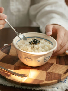Cute Ceramic Rice Bowl Dessert Dish Dining Utensils Personal Specialty Small Bowl Microwave Oven Safe Dishwasher Safe
