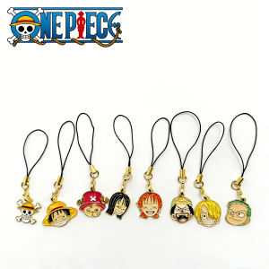 Bandai | 8pcs ONE PIECE Cartoon Monkey D. Luffy Nami Keychain Phone Chain Key Lanyard Schoolbag Decoration Kawaii Bag Key Chain Jewelry