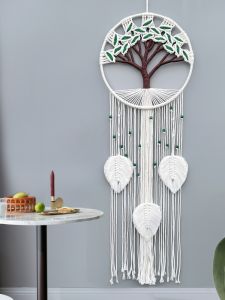 Nordic Style Handwoven Tapestry Wall Hanging Tree of Life Living Room Decorative Accessories Bedroom Decor Hostel Background Wall Decor