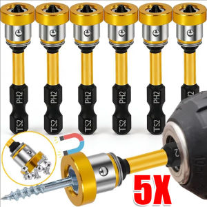5pcs Magnetic PH2 Hex Shank Screwdriver Bits / Positioning Screws Batch Head / for Gypsum Board Plasterboard / Locating Batch Head Drilling Accessories
