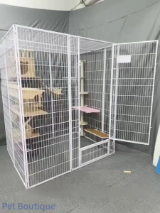 PaPaPet Extra Large Cat Cage Indoor Metal Cat House Spacious Pet Enclosure with Customizable Interior - Cage Only All Accessories Sold Separately