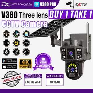 BUY1TAKE1 V380 Pro Solar CCTV Camera Three lens Wifi Connect 360 Waterproof Alarm Surveillance Two-Way Audio Color Night Vision IP Security Cameras