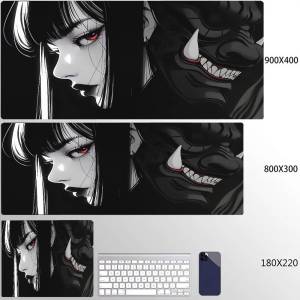 Bandai | Anime Girls Samurai Oni Mask Lớn Mousepad 400x900mm Cao Su Máy Tính Chơi Game Để Bàn Thảm Phụ Kiện Chuyên Nghiệp Dành Cho Game Thủ