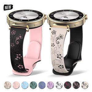 Engraved Silicone Strap For Huawei GT5 Pro 42mm GT5/GT4 41mm 46mm Fashion Replacement Watchband For Samsung Galaxy 7 40 44mm