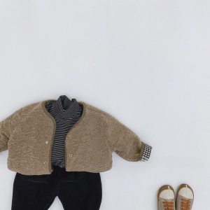 Thời Trang Xuân Thu 2 Chiều Mặc Quần Áo Trẻ Em Cho Bé Trai Và Bé Gái Quotidian Kẻ Sọc Đa Năng Áo Khoác Ngoài Phong Cách Hàn Quốc