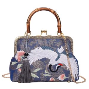 MEIFEI | New Crane Embroidery Chinese Style Bamboo Knot Handbag