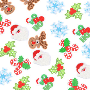 2pcs/lot Christmas Embroidery Patches Non-woven Snowman Santa Clothing Patches Iron On For DIY Sewing Crafts Accessories