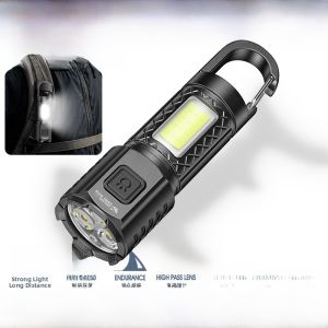 Mini Pocket LED Flashlight Outdoor Waterproof Super Bright Smiling Shark Three-Eyed Monster C-Ort Chargeable Small Torch Light