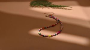 4mm Colorful Beads Stone Heart Choker Fashion Bohemian Summer New Necklace for Women Jewelry MOON GIRL Design