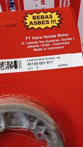 Kanvas rem belakang kanvas rem tromol bebek grand legenda supra supra fit supra xx brake shoe original honda 45120 001 011