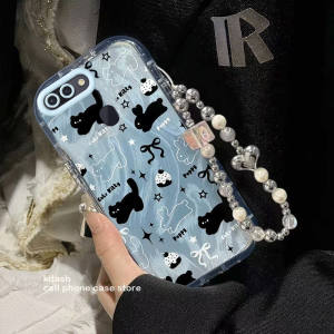 Oppo R15 Standard Edition Phone Case New PACM00 Gradient Blue Cat Design Furry Shell with Airbag Anti-fall Thick Edge Protection Cute Purple Rabbit Chain for Women Trendy