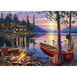 1000 Pieces Darrell Bush Canoe Lake Jigsaw Puzzles for Adults Home Decor Games Family Fun Floor Puzzles Educational Toys