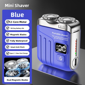 MONLEYTA | German Electric Shaver Mens 2025 New Mini Portable Beard Trimmer Genuine Double Ring Small Steel Cannon Gift