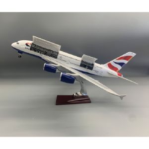 46CM Airplane Scale British Airways A380 1:160 Model Plane with Opening Doors LED Lights & Landing Gear Resin Static Display