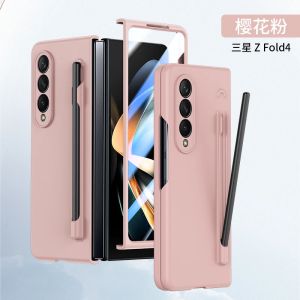 With Pen Slot and Film Protector Skin Feel Phone Case for Samsung Galaxy Z Fold 8 Ultra 7 6 5 4 3 Cover Hard PC Shockproof Cover