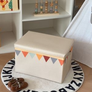 Korean Style Washable Clothes Storage Box Cartoon Toy Fabric Foldable Basket Dormitory Wardrobe Clothing Storage Bin Handmade