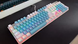 Bàn phím cơ gaming LEAVEN K660 bản cao cấp 2022 Full size blue switch có Led RGB siêu đẹp bàn phím máy tính K006