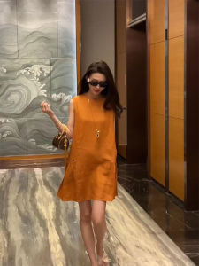 YUFUQING | Elegant French Style Sleeveless Vest Dress Mid-Length A-Line Skirt High Waist Summer New Fashion Age-Defying Polyester Fiber