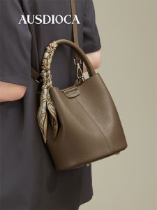 Fashionable Casual Leather Bucket Bag Womens Handbag Basket Shape Ladies Crossbody Bag Soft Tanned Cowhide New 2025