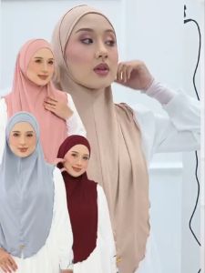 Tudung Instant Sarung Syria Souk cotton ribbed tanpa gosok ironless saiz L
