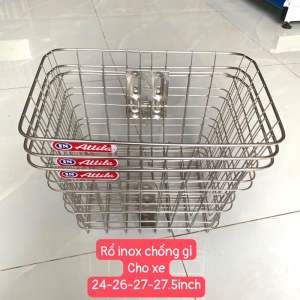 Rổ inox cho xe đạp phổ thông 24-26-27inch ( tặng nẹp ốc gắn)
