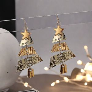 Long Metal Christmas Tree Earrings Fashionable Party Wearing Exaggerated Fresh Outburst Womens Alloy/Gilded/Plated Jewelry