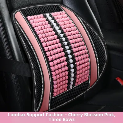 Car Lumbar Support Pillow Wood Beads Breathable Seat Back Pad Driving Waist Support Automotive Comfort Accessory for All Seasons