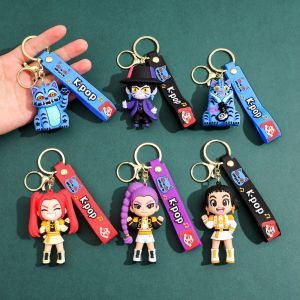 New KPOP Demon Team Keychain Tiger Character PVC Figure Keychain Cute Harajuku Style Key Ring for Kids & Fans Halloween