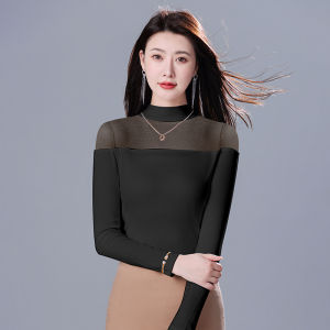 เสื้อยืดแขนยาวระดับไฮเอนด์ฝรั่งเศสสําหรับผู้หญิงกระชับสัดส่วน Body Shaper ลําลองอเนกประสงค์และชุดทํางานมาใหม่สําหรับฤดูใบไม้ร่วง