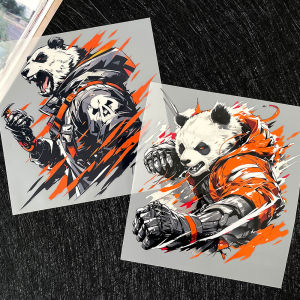 Cartoon Anime Cool Samurai Panda Waterproof Sticker for Motorcycle Scooter E-bike Helmet Reflective Decorative Decal Motorcycle Accessories