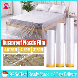 ANGE [Fast Delivery] 4.5m x 20m Plastic Dust Cover Protective Plastic Sheet Disposable Furniture Dustproof Cover Protective Cover Plastic Cover Plastic Film for Home Improvement CNY Gift Present