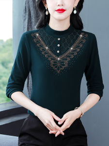 Womens Half Turtleneck Brushed Double-Sided Dralon Bottoming Shirt Fall and Winter Inner Wear Long Sleeve T-shirt High-End Western Style Mom Top