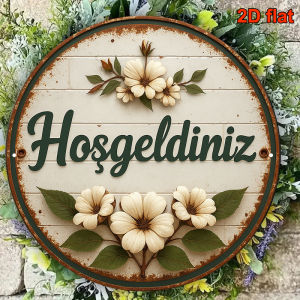 CIFbuy | Vintage Floral Turkish Welcome Sign Rustic Distressed Aluminum Wall Art Home Decor