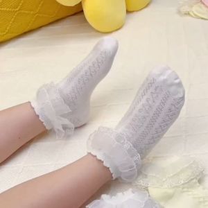 Tất ren công chúa thoáng khí mới cho trẻ em tất khiêu vũ trẻ em thoáng khí tất giữa bắp chân chống trượt cho trẻ em