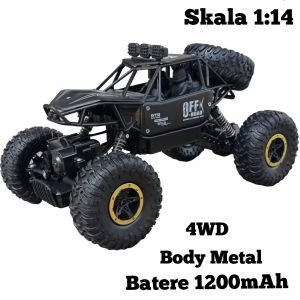 Mobil Remote Control Offroad 4WD Bodi Metal Lampu LED Nyala Mainan Mobil RC Car Panjat Gunung