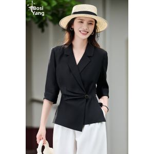Misoshine | Breathable Tencel Tailored Waist Seven-eighths Sleeve Stylish Casual Blazer