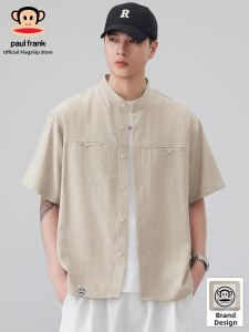 Paul Frank | Pure Color Stand-up Collar Linen Loose Breathable Thin Men Summer Shirt