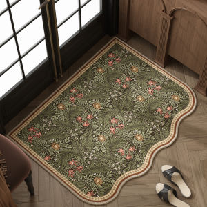 Irregular Shaped Vintage Flower Non-Slip Stain-Resistant Door Mat