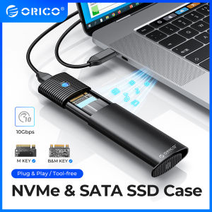 ORICO M.2 SSD Enclosure USB Type C NVMe 10Gbps PCIe SSD Box for M.2 NVMe NGFF SATA SSD Disk Tool Free M.2 SSD Case Built-in Metal Heat Sink Hard Drive Enclosure