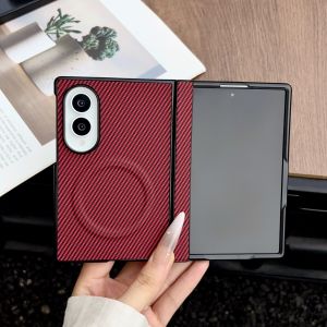Skin Feel Carbon Fiber Leather Case for Samsung Galaxy Z Fold 8 Ultra 7 6 5 4 Magnetic Wireless Charging Hinge Protection Cover