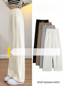 High Waist Wide Leg Sports Pants Womens Spring Autumn Small Size 150 High Waist Draped Loose Straight Casual Trousers