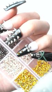 6 Grids Punk Nail Rivets Spikes Metal Studs Gold/Silver/Black Round Cone Nail Art Charms Mixed Size Nail Parts DIY Decoration
