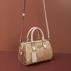 Womens Boston Pillow Bag 2025 New Style Leather Handbag Shoulder Crossbody Bag Soft Handle Zipper Closure Floral Pattern