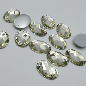 DIAMON RESIN KRISTAL BENTUK OVAL BESAR UKURAN 17X24 WARNA PUTIH BERSIH KUALITAS AA BAGUS DAN KILAU PER LUSIN
